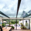 structural glass roof with slim steel supports