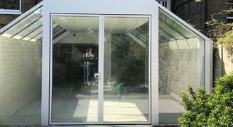 unique glass extension in London with roof glazing