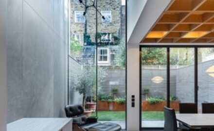 double height glass doors to rear side infill extension in London