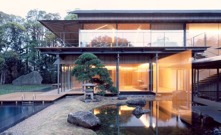 luxury home in japan with panoramah! ah!38 slim sliding doors and glass walls