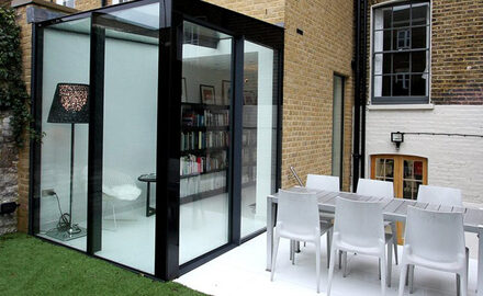 glass box extension to listed building in London