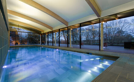 Luxury heated glass walls to private swimming pool
